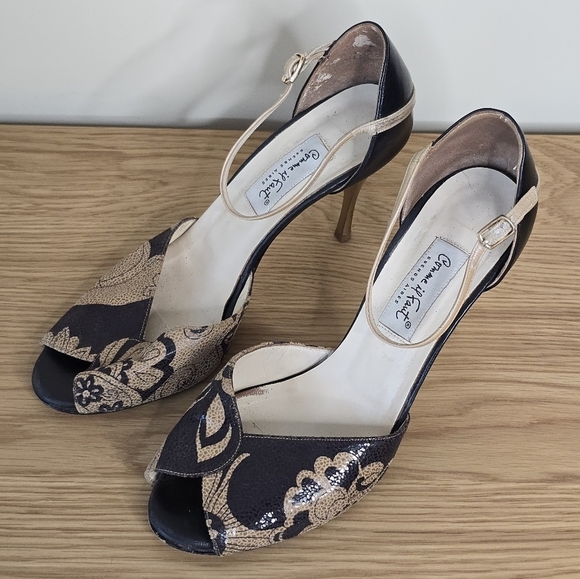 Comme il Faut Women’s Black Tan Leather Argentine Tango Dance Heels Size 11 - Picture 7 of 9